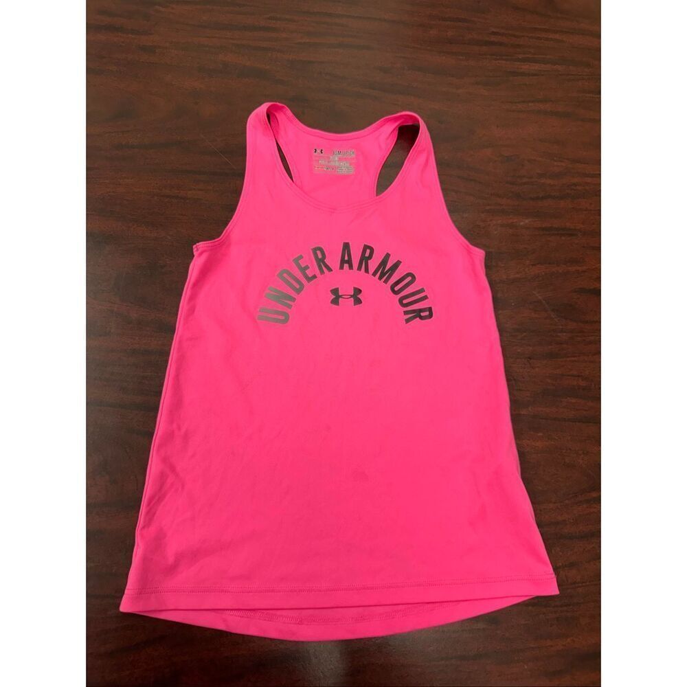 Under Armour Youth Girls Neon Pink Heatgear Fitted Athletic Tank Top Size Small